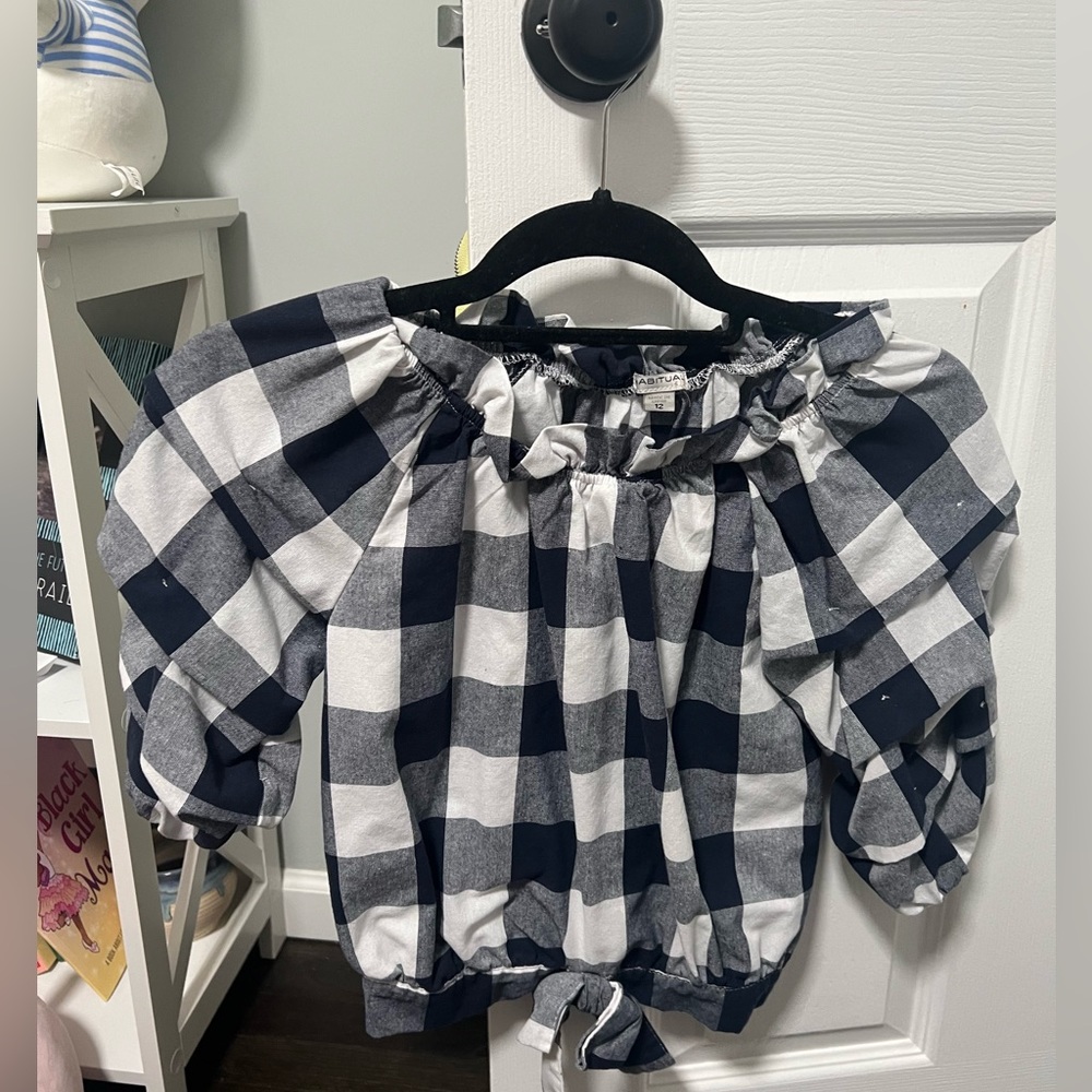 Puff sleeve checkers crop top